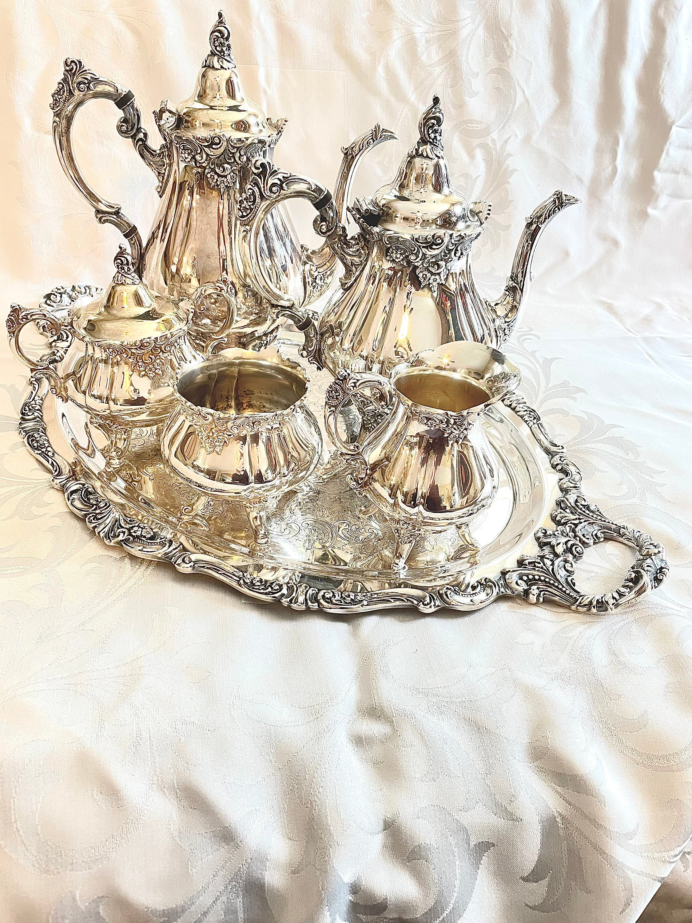 Silver Tea Set Service Baroque Wallace 6pc vintage antique Etsy
