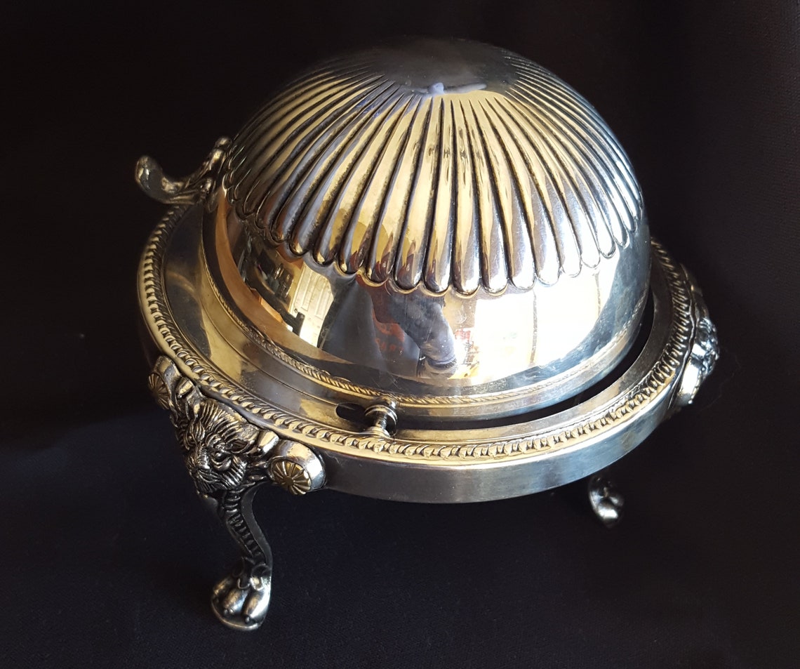 Silver Dome Butter Dish Antique Silver Roll by Rogers Top Etsy