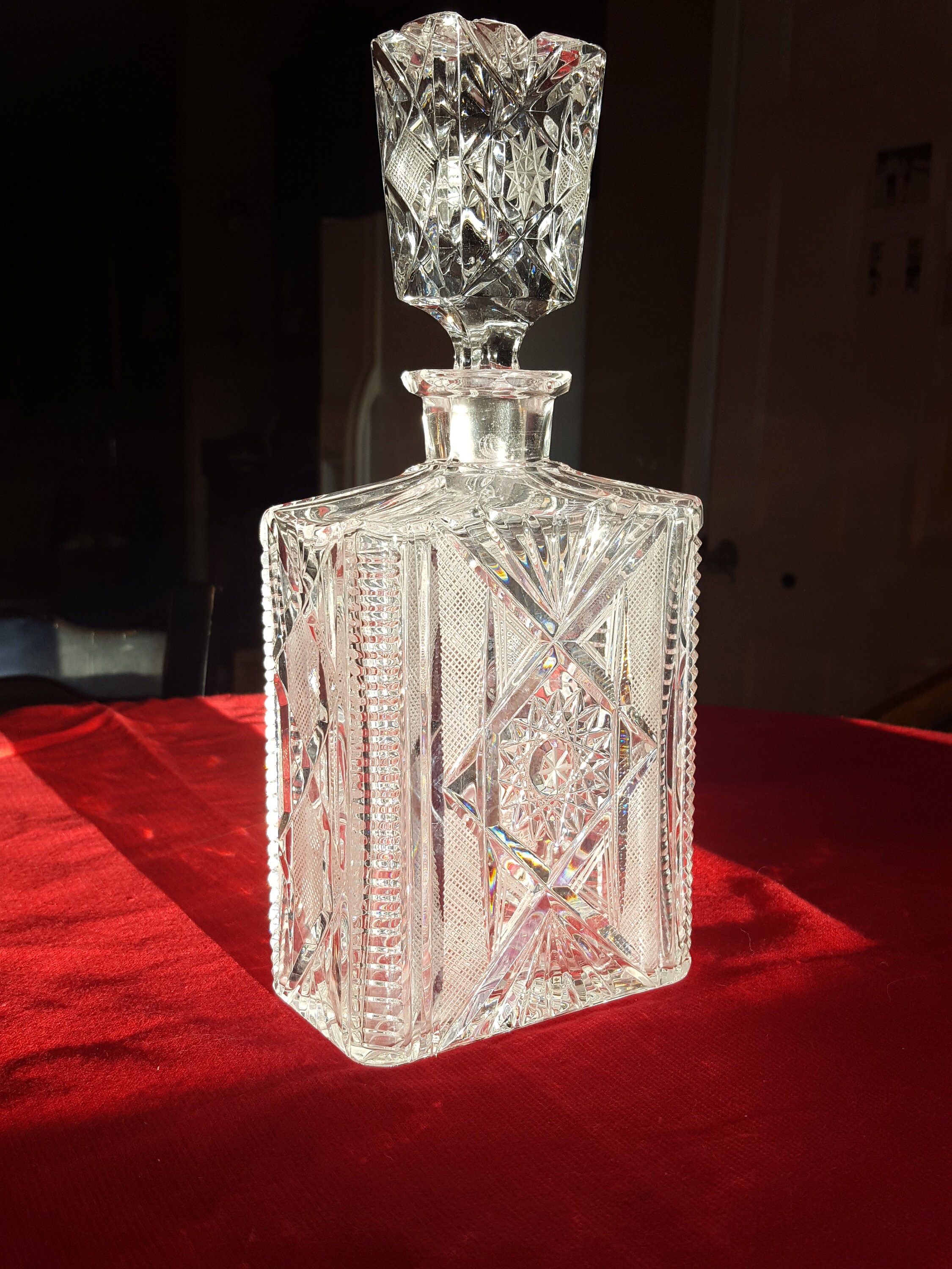 Whiskey Decanter Liquor Decanter cut glass Rectangle Antique Etsy