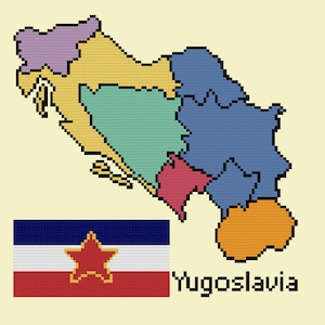 Yugoslavia Map Cross Stitch Pattern