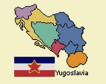 Yugoslavia Map Cross Stitch Pattern