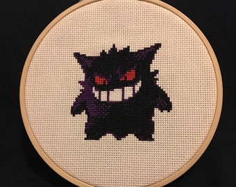 Gengar Cross Stitch Pattern - Generation 2 Sprite