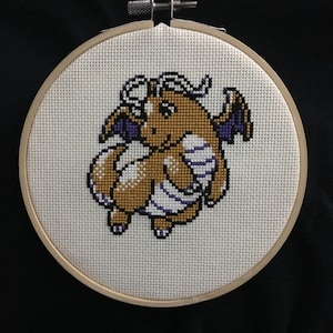 Dragonite Cross Stitch Pattern - Generation 2 Sprite