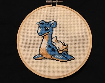 Lapras Cross Stitch Pattern - Generation 2 Sprite