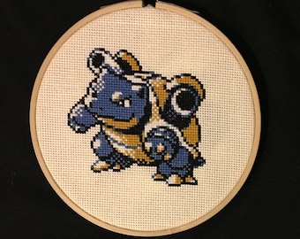 Blastoise Cross Stitch Pattern - Generation 2 Sprite