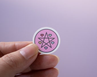 Tiny Pastel Pentagram Sticker/Cute Pentagram Sticker/Pink Pentagram Sticker