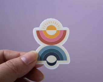 Sunrise Moonrise Sticker/Abstract Rainbow Sticker/Sun and Moon Sticker