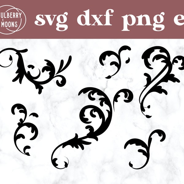 Filigree/Swirls/Scrolls Downloadable Cut File for Silhouette/Cricut SVG/DXF and Vector Clip Art eps