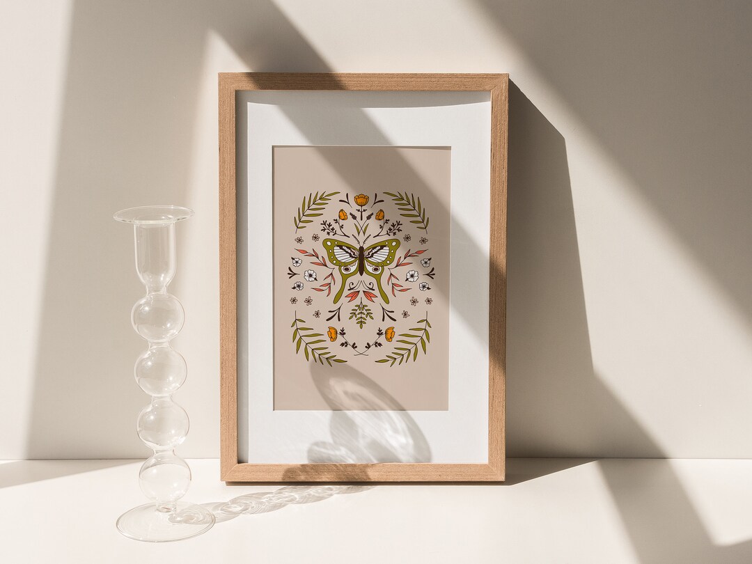 Botanical Butterfly Art Print Download Insect and Flower Illustration