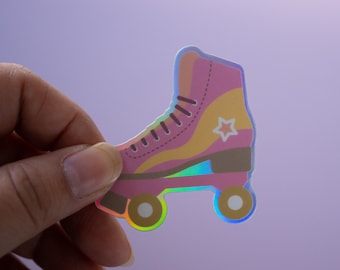 Holographic Roller Skate Sticker/Retro Skate Sticker/Roller Derby Sticker