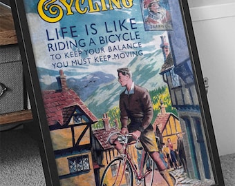 Vintage cycling motivational poster – instant digital download