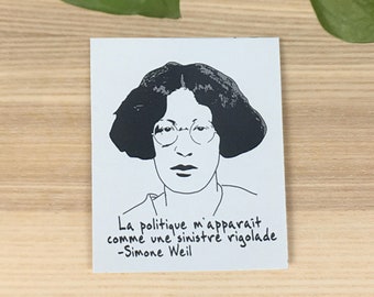 Pegatina de vinilo de Simone Weil (aproximadamente 3,5" x 4")