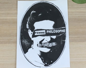 Pegatina de vinilo de Simone de Beauvoir (aproximadamente 4" x 5")