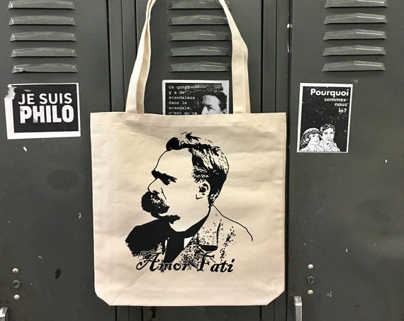Friedrich Nietzsche amor fati tote bag