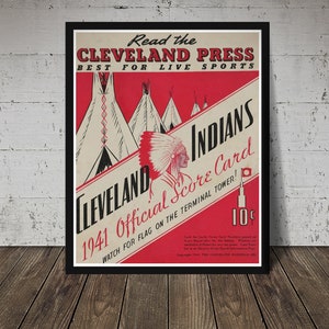 Cleveland Indians Vintage Baseball Poster - 12x18" High Quality Matte Print For Framing
