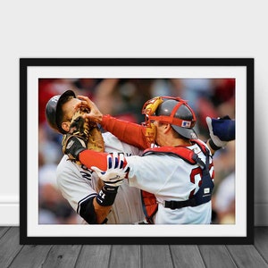 JASON VERITEK vs. Alex Rodriguez Boston Red Sox vs. New York Yankees print Vintage Baseball Poster, Classic Baseball Art image 1