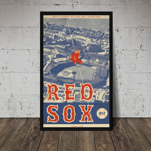 1957 BOSTON RED SOX print - Vintage Baseball Poster, Retro Baseball Poster, Classic Baseball Art, Sports Lover Wall Art