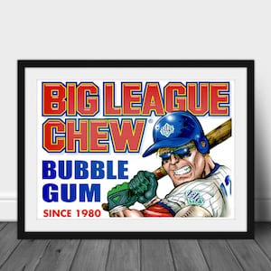 BIG LEAGUE CHEW Bubble Gum vintage poster - Vintage Baseball Poster, Retro Baseball Poster, Classic Baseball Art