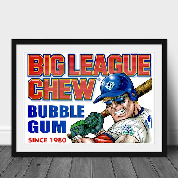BIG LEAGUE CHEW Bubble Gum vintage poster - Vintage Baseball Poster, Retro Baseball Poster, Classic Baseball Art