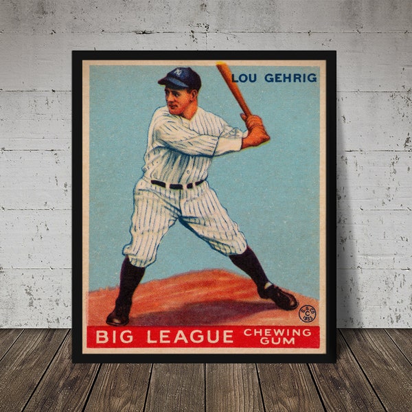 1933 LOU GEHRIG - Goudey #92 Baseball Card print - Vintage Baseball Poster, Rare Baseball Card, Baseball Card Collector, Baseball Card Art