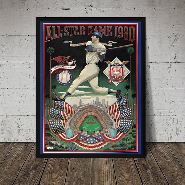 1980 ALL-STAR GAME print - Vintage Baseball Poster. Retro Baseball Poster, Classic Baseball Art, Sports Lover Wall Art