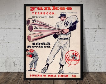 1963 NEW YORK YANKEES print - Vintage Baseball Poster, Retro Baseball Poster, Classic Baseball Art, Sports Lover Wall Art