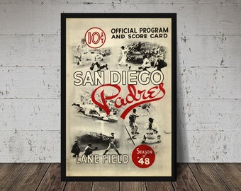 1948 SAN DIEGO PADRES print - Vintage Baseball Poster, Retro Baseball Poster, Classic Baseball Art, Sports Lover Wall Art