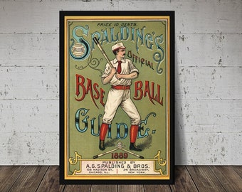 1889 SPALDING BASEBALL GUIDE Print - Vintage Baseball Poster, Retro Baseball Poster, Classic Baseball Art, Sports Lover Wall Art