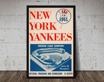 1961 NEW YORK YANKEES print - Vintage Baseball Poster, Retro Baseball Poster, Classic Baseball Art