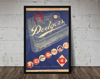 1956 BROOKLYN DODGERS Print Vintage Baseball Poster. Retro 