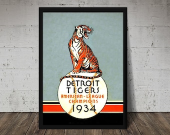 1934 DETROIT TIGERS print - Vintage Baseball Poster, Retro Baseball Poster, Classic Baseball Art