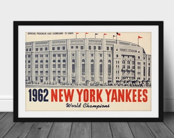 1962 NEW YORK YANKEES print - Vintage Baseball Poster, Retro Baseball Poster, Classic Baseball Art, Sports Lover Wall Art