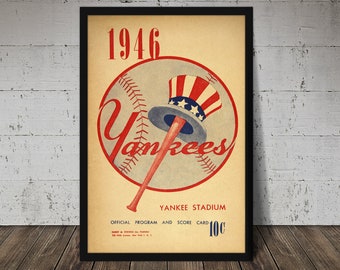 1946 NEW YORK YANKEES print - Vintage Baseball Poster, Retro Baseball Poster, Classic Baseball Art, Sports Lover Wall Art