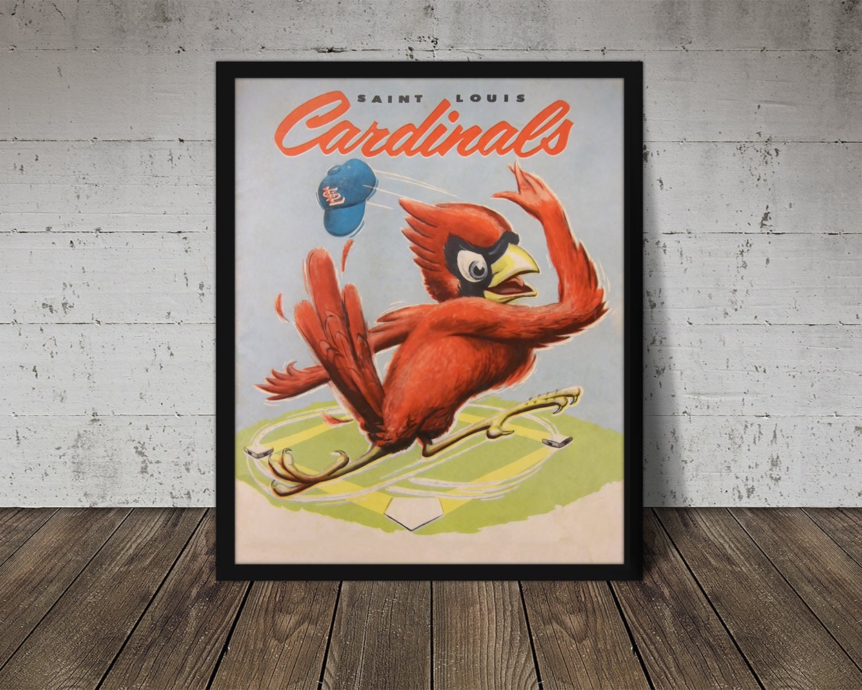 Framed St Louis Cardinals Vintage Take Me Out to Ball Game Logo Music  Poster Art