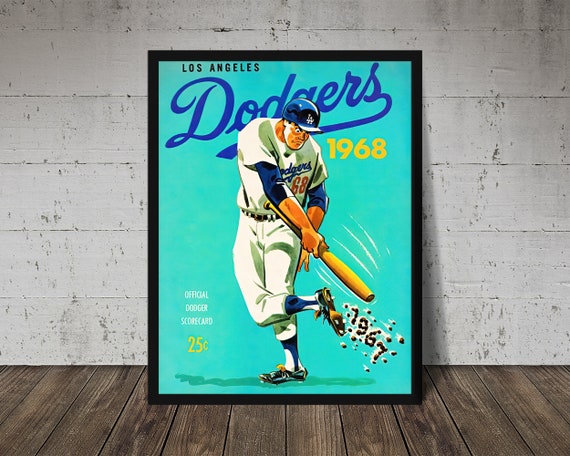 1968 LOS ANGELES DODGERS Print Vintage Baseball Poster 