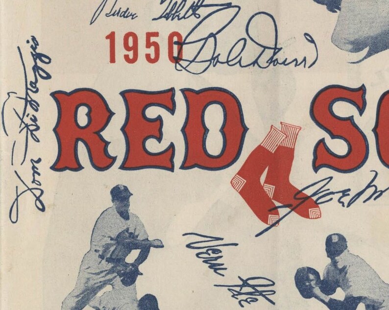 1950 BOSTON RED SOX Print Vintage Baseball Poster. Retro Etsy