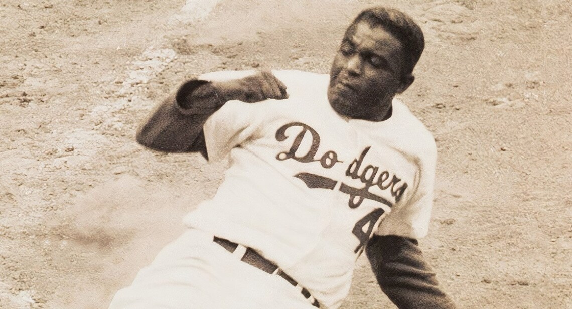 WRAPPED CANVAS 1952 Jackie ROBINSON print Vintage Baseball | Etsy