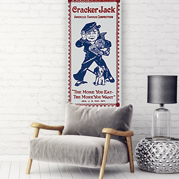 CRACKER JACK print - Digital Download, Printable Art , Vintage Baseball Poster, Retro Baseball Poster, Classic Baseball Art, Sports Wall Art