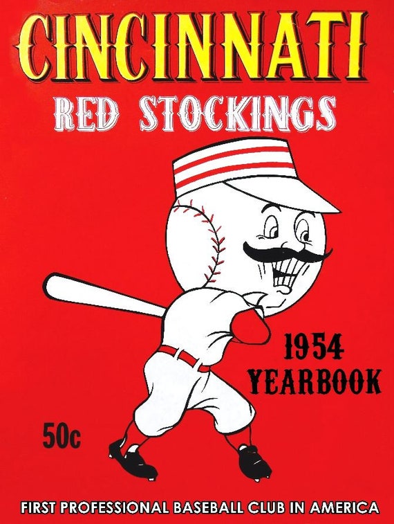 1954 CINCINNATI REDS Print Vintage Baseball Poster. Retro 