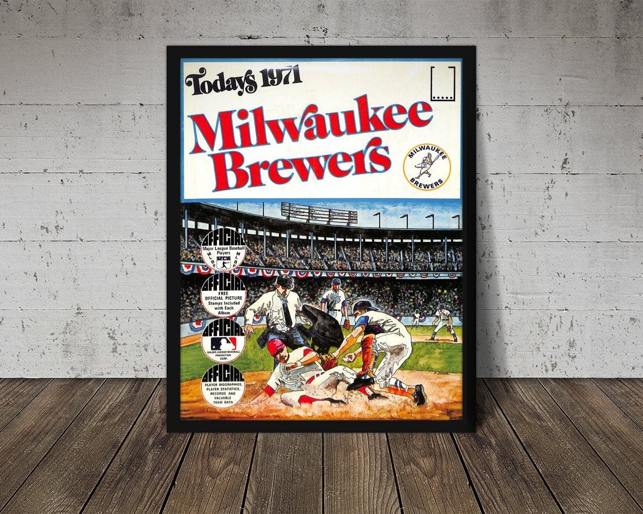 MLB Milwaukee Brewers - Retro Logo Wall Poster with Push Pins, 22.375 x  34 