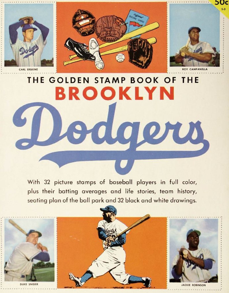1955 BROOKLYN DODGERS Print Vintage Baseball Poster | Etsy