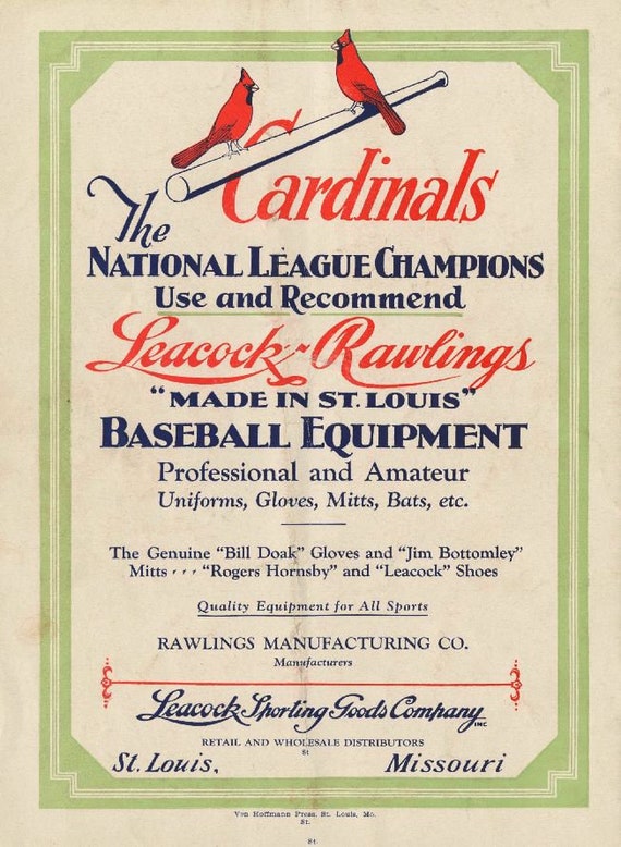1926 ST. LOUIS CARDINALS Print Vintage Baseball Poster 
