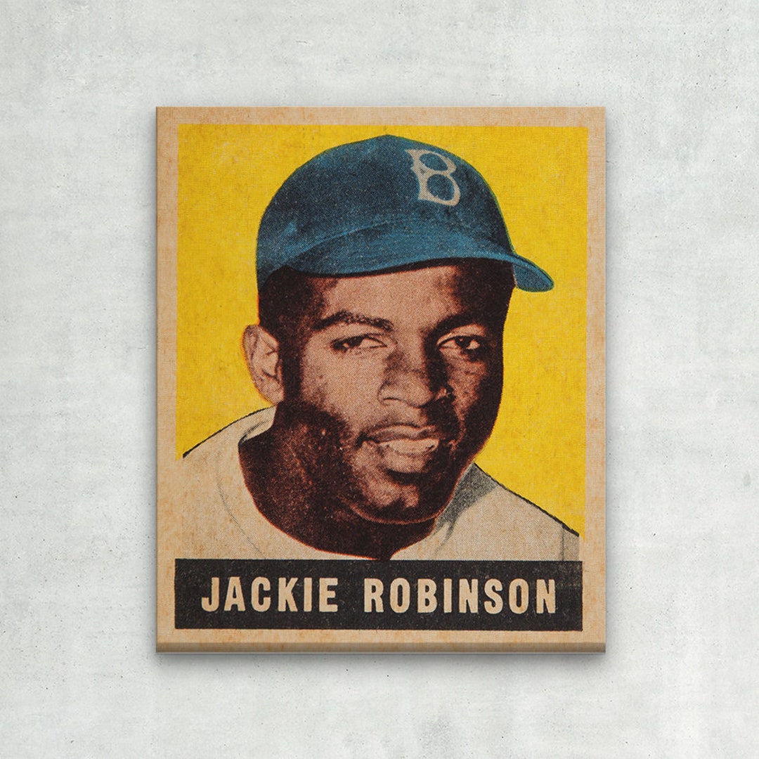 WRAPPED CANVAS 1948 Jackie ROBINSON Leaf 79 Baseball Card Print Vintage ...