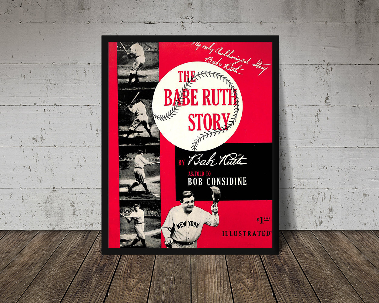 BABE RUTH print Vintage Baseball Poster Retro Baseball | Etsy
