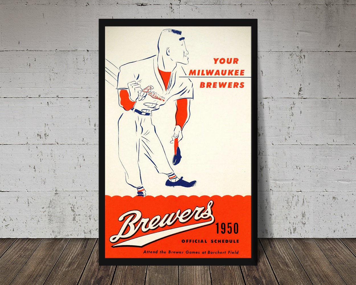 1971 MILWAUKEE BREWERS Print Vintage Baseball Poster Retro 