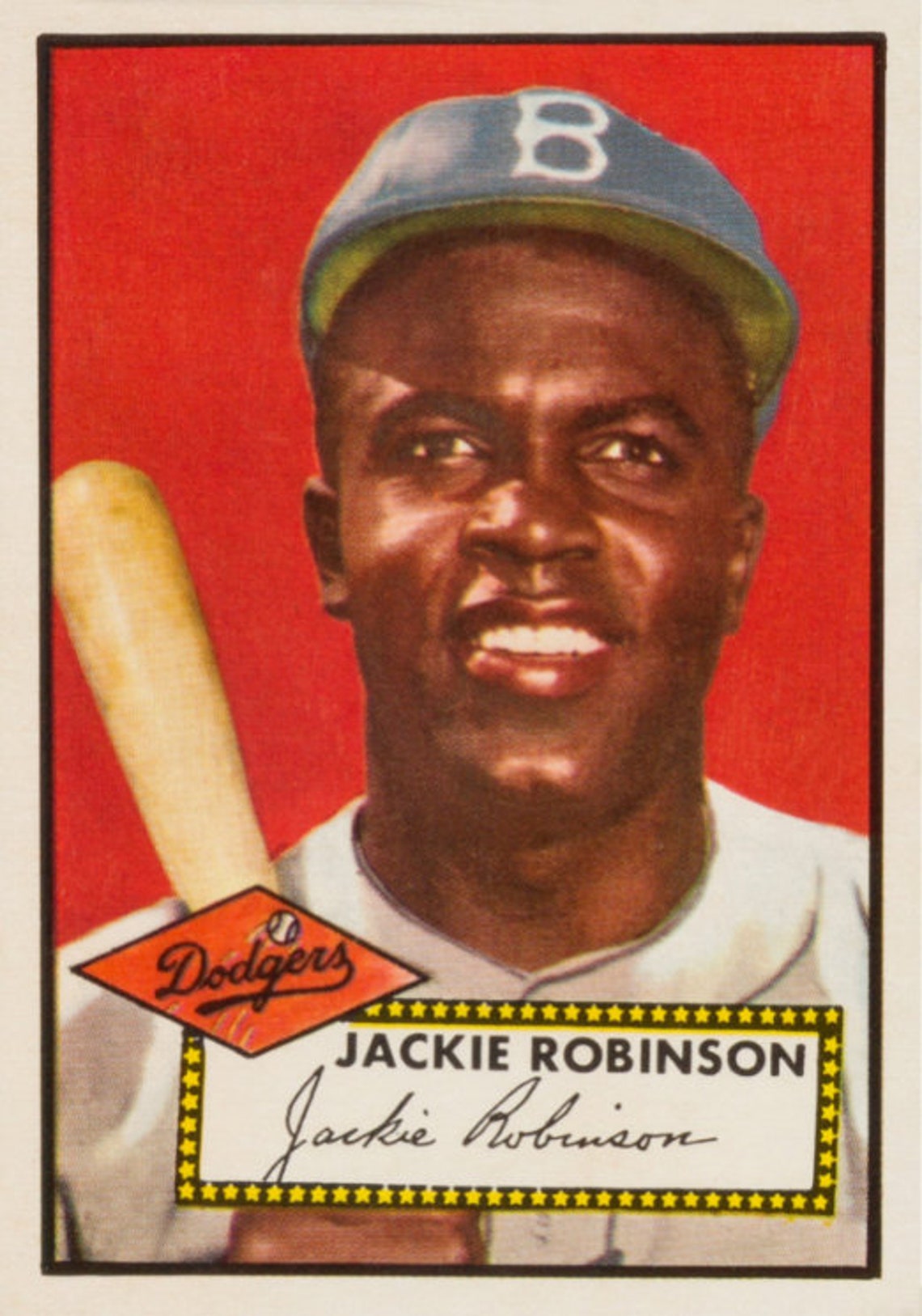 1952 JACKIE ROBINSON Topps 312 Baseball Card Print Vintage Etsy