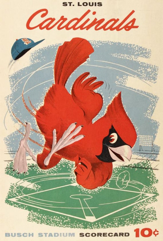 1958 ST. LOUIS CARDINALS Print Vintage Baseball Poster 