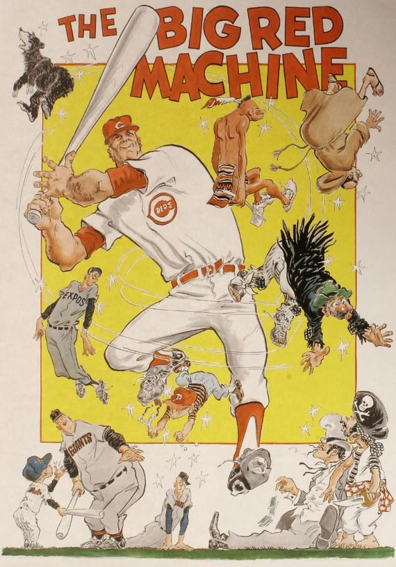 CINCINNATI Big Red Machine Print Vintage Baseball Etsy