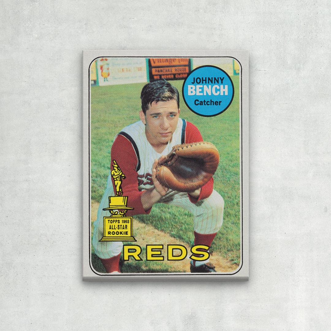 WRAPPED CANVAS 1969 Johnny Bench Topps 95 Baseball Card 