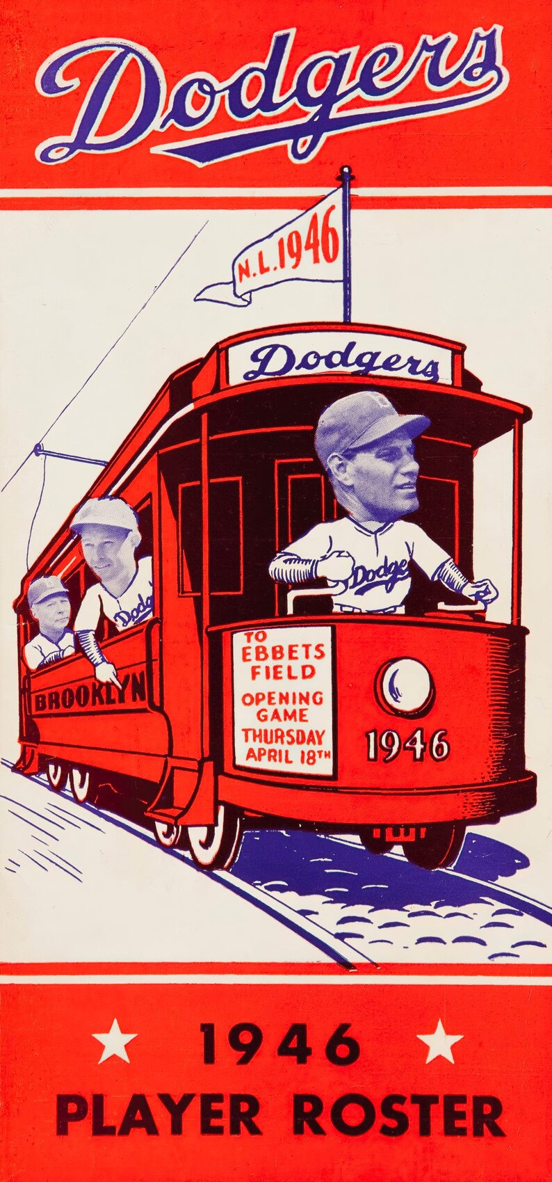 1946 BROOKLYN DODGERS Print Vintage Baseball Poster Retro - Etsy